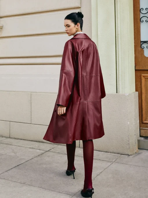 COMMENSE Outerwear|Jackets^Vintage Faux Leather Long Jacket Red