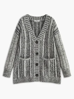 COMMENSE Sweater Tops|Outerwear^Vintage Pockets Loose Knit Outerwear Grey