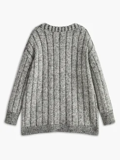 COMMENSE Sweater Tops|Outerwear^Vintage Pockets Loose Knit Outerwear Grey