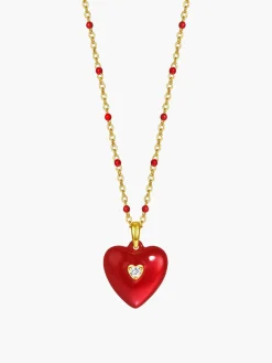 COMMENSE Necklaces|Accessories^Vintage Heart Necklace Red