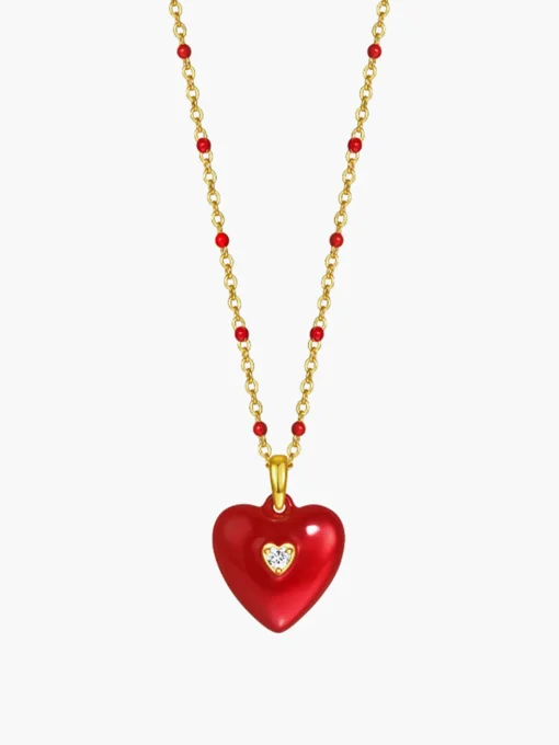 COMMENSE Necklaces|Accessories^Vintage Heart Necklace Red