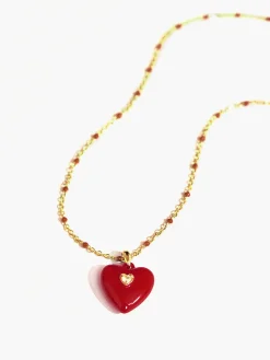 COMMENSE Necklaces|Accessories^Vintage Heart Necklace Red