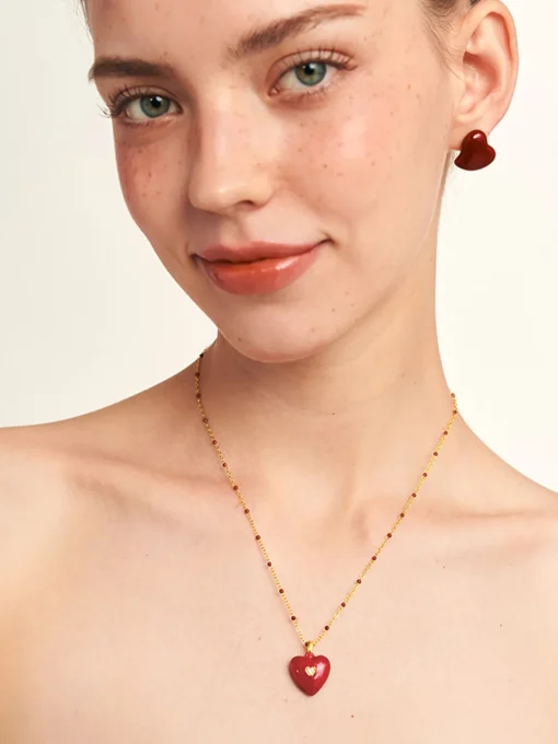 COMMENSE Necklaces|Accessories^Vintage Heart Necklace Red