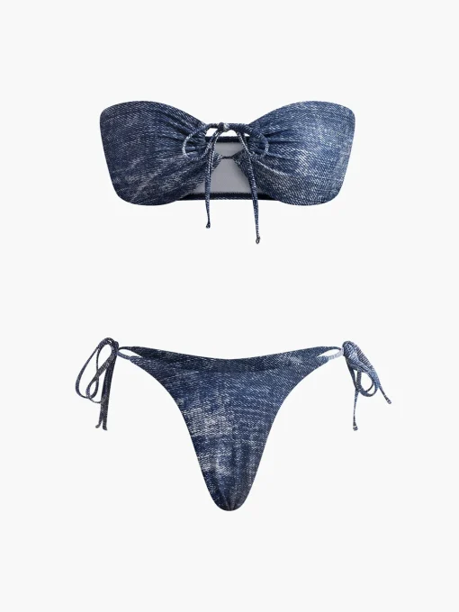COMMENSE Swimwear|Tops^Vintage Strapless Bikini Set Navy