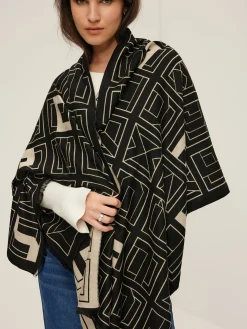 COMMENSE Accessories^Vintage Two Tone  Letters Scarf BlackandWhite