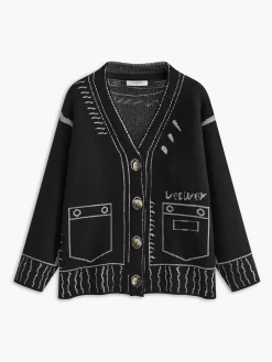 COMMENSE Cardigans|Sweaters & Cardigans^Vintage V-Neck Button Cardigan Black