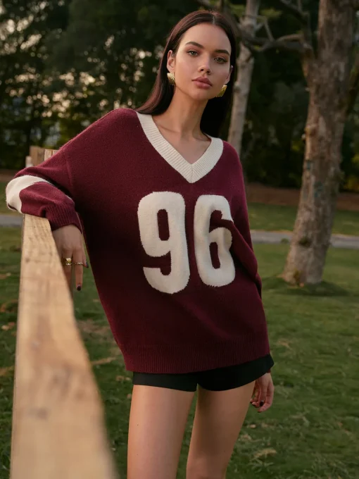 COMMENSE Knitwear|Tops^V-Neck Contrast Binding Sweater DarkBrown