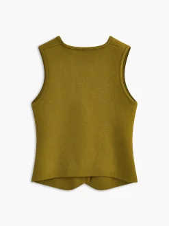 COMMENSE Vests|Outerwear^V-Neck Metal-Breasted Jersey Vest DarkBrown