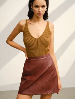 COMMENSE Sweater Tops|Sweaters & Cardigans^V-Neck Ribbed Sweater Co-ords Green
