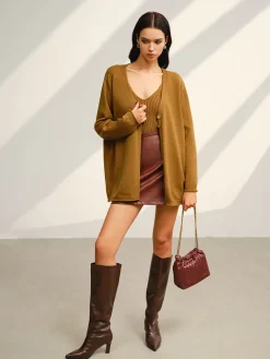 COMMENSE Sweater Tops|Sweaters & Cardigans^V-Neck Ribbed Sweater Co-ords Green