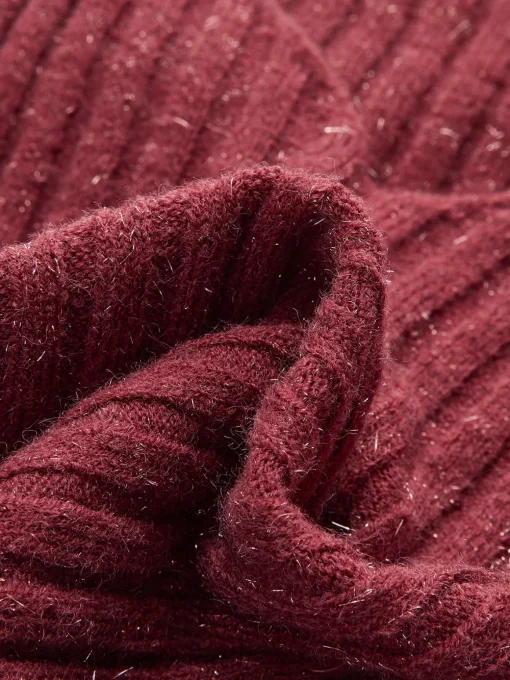 COMMENSE Sweater Tops|Sweaters & Cardigans^V-Neck Ribbon Sweater Burgundy