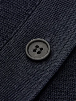 COMMENSE Knitwear|Tops^V-Neck Ruffle Button Cardigan Navy
