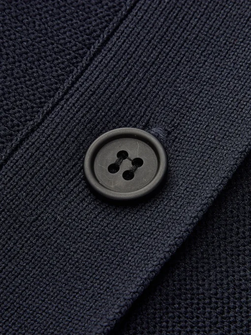 COMMENSE Knitwear|Tops^V-Neck Ruffle Button Cardigan Navy