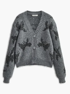 COMMENSE Cardigans|Sweaters & Cardigans^V-Neck Sequins Cardigan Grey