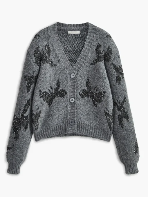 COMMENSE Cardigans|Sweaters & Cardigans^V-Neck Sequins Cardigan Grey