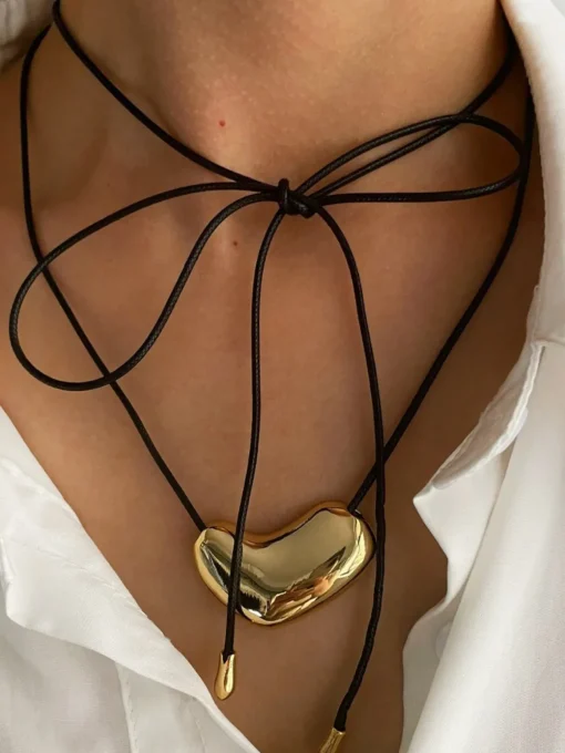 COMMENSE Necklaces|Accessories^V-Shape Heart Rope Necklace Gold
