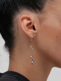 COMMENSE Accessories^Water Drop Tassel Stud Earrings Silver
