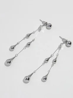 COMMENSE Accessories^Water Drop Tassel Stud Earrings Silver
