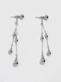 COMMENSE Accessories^Water Drop Tassel Stud Earrings Silver