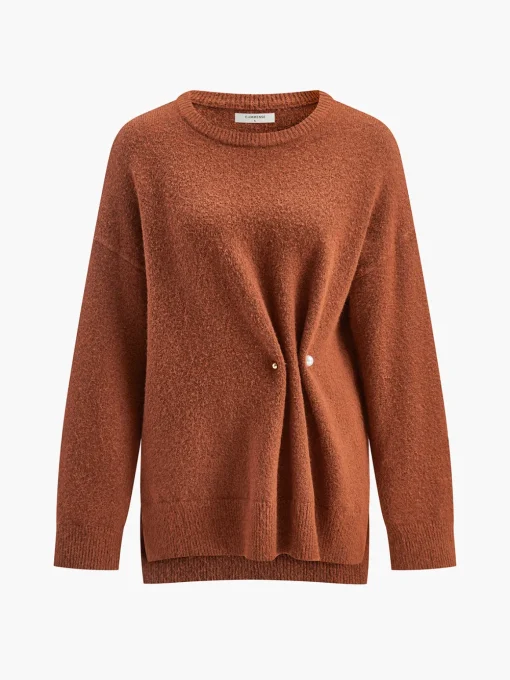 COMMENSE Knitwear|Tops^Wool-Blend Beaded-Detail Sweater LightBrown