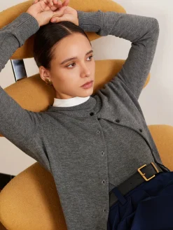 COMMENSE Cardigans|Sweaters & Cardigans^Wool-Blend Breasted Cardigan Grey