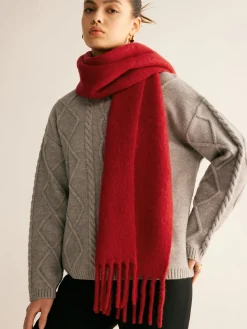 COMMENSE Accessories^Wool-Blend Minimalist Tassel Scarf Red