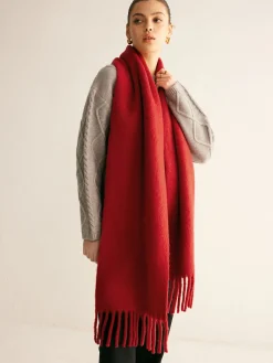 COMMENSE Accessories^Wool-Blend Minimalist Tassel Scarf Red