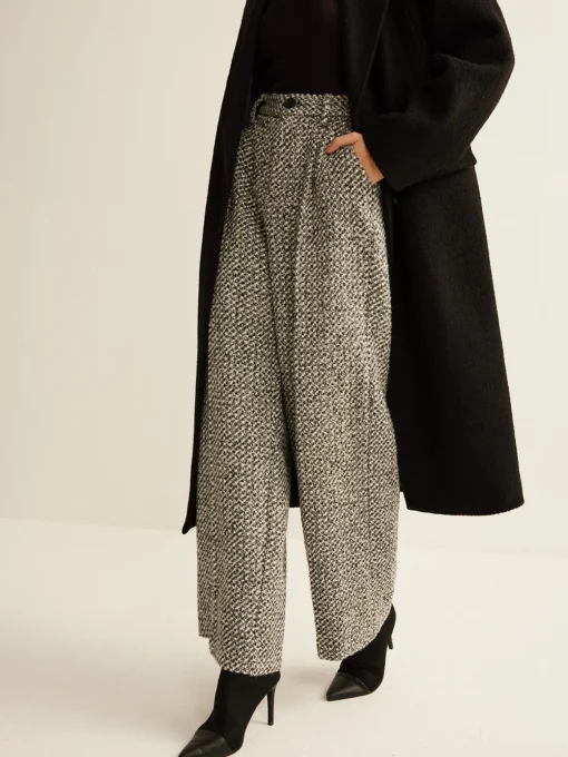 COMMENSE Pants|Bottoms^Wool-Blend Tweed Pants Grey