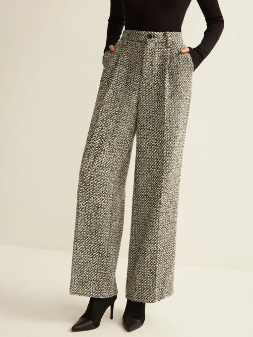 COMMENSE Pants|Bottoms^Wool-Blend Tweed Pants Grey
