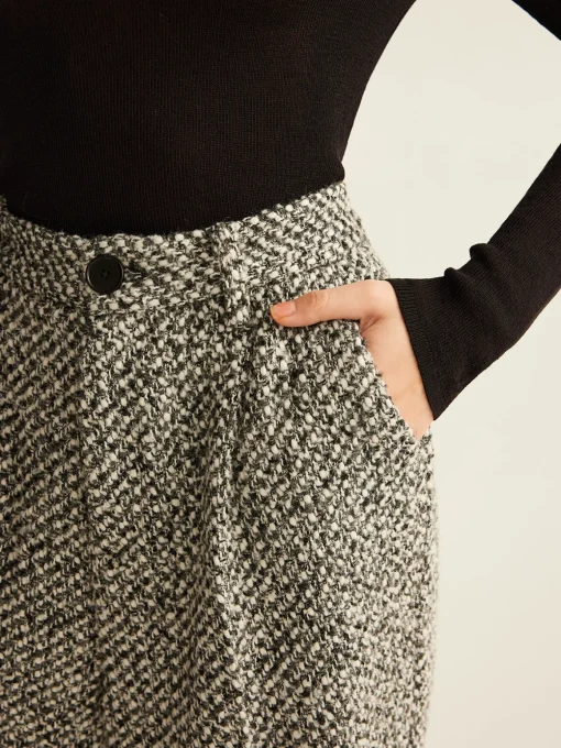 COMMENSE Pants|Bottoms^Wool-Blend Tweed Pants Grey