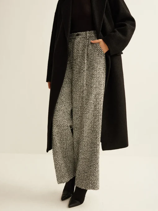 COMMENSE Pants|Bottoms^Wool-Blend Tweed Pants Grey