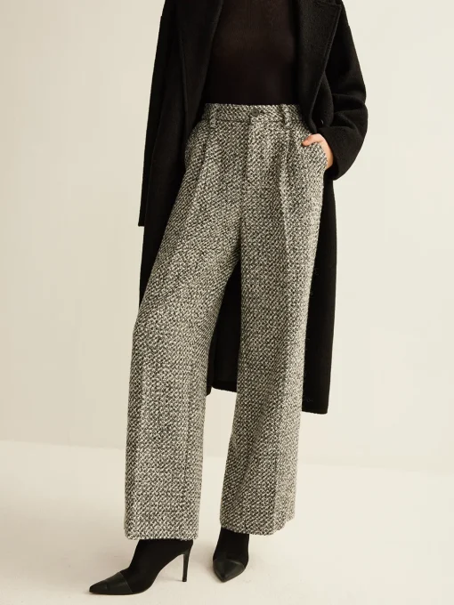 COMMENSE Pants|Bottoms^Wool-Blend Tweed Pants Grey