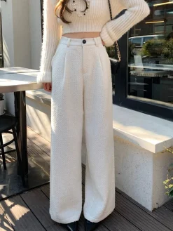 COMMENSE Pants|Bottoms^Wool-Blend Tweed Pants Grey