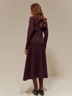 COMMENSE Cardigans|Sweaters & Cardigans^Wool-Blend V-Neck Button Cardigan Burgundy