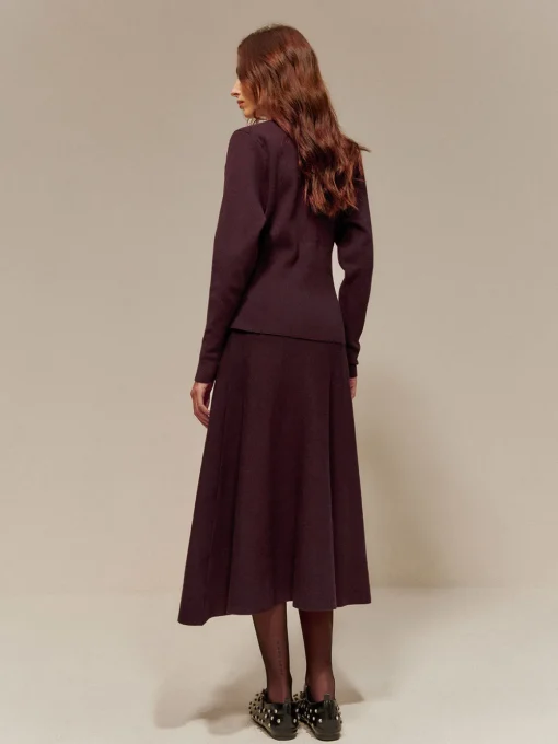 COMMENSE Cardigans|Sweaters & Cardigans^Wool-Blend V-Neck Button Cardigan Burgundy