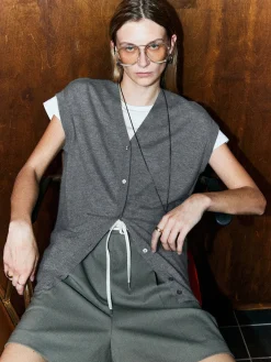 COMMENSE Sweater Vests|Sweaters & Cardigans^Wool-Blend V-Neck Sweater Vest Grey