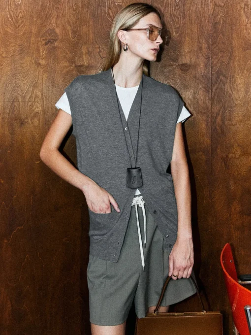 COMMENSE Sweater Vests|Sweaters & Cardigans^Wool-Blend V-Neck Sweater Vest Grey