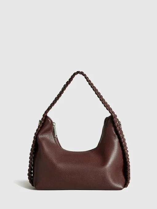 COMMENSE Bags|Accessories^Woven Zipper Tote Bag Brown