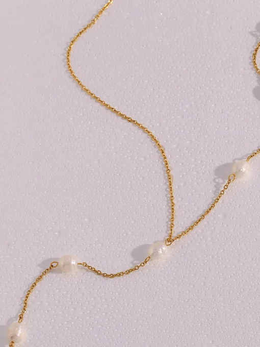 COMMENSE Necklaces|Accessories^Y-Shape Pearl Pendant Necklace Gold