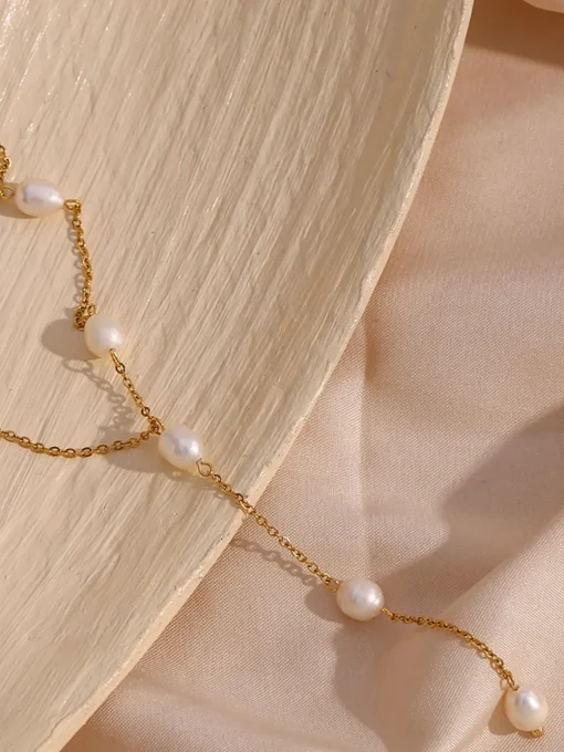 COMMENSE Necklaces|Accessories^Y-Shape Pearl Pendant Necklace Gold