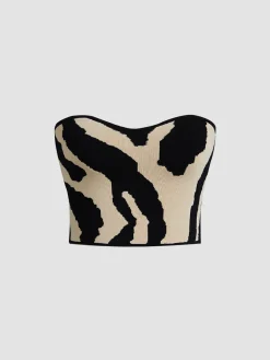 COMMENSE Tank Tops & Camis^Zebra Print Tube Top Black