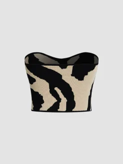 COMMENSE Tank Tops & Camis^Zebra Print Tube Top Black