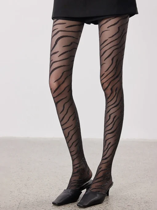 COMMENSE Socks & Tights|Accessories^Zebra-Pattern Sheer Tights Black